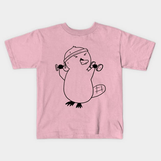 Platypus workout Kids T-Shirt by crumblyBiscuit